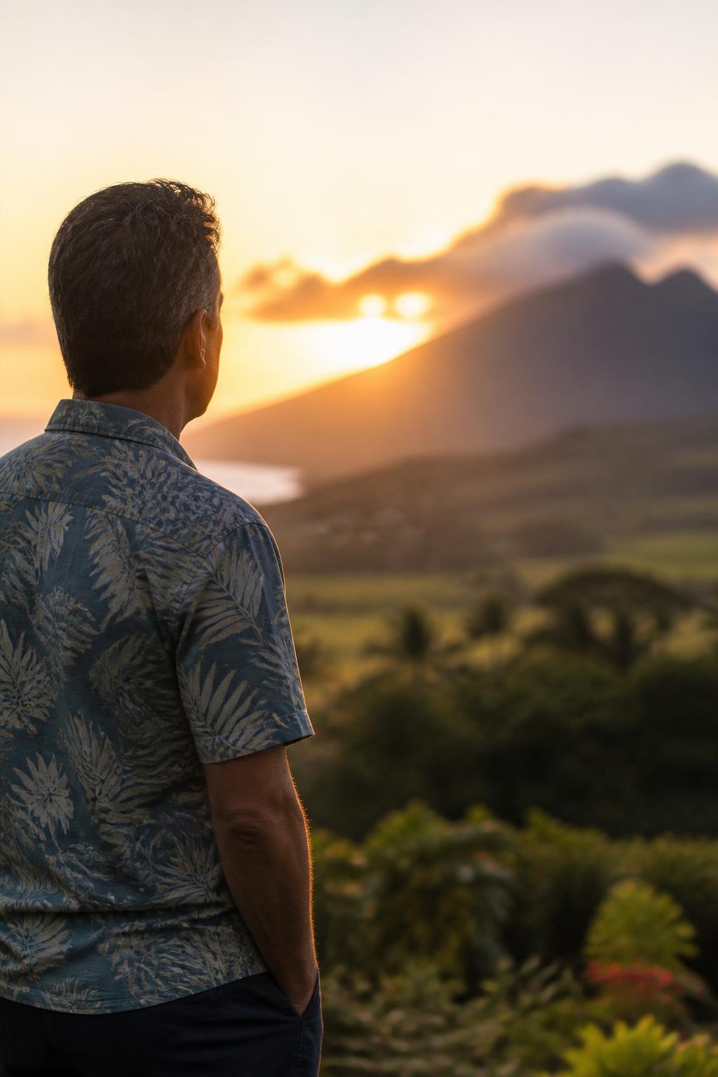 John Dunbar looking out over the West Maui mountains